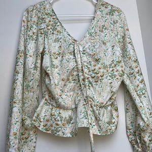 See the Shades Long Sleeve Floral Cream Blouse